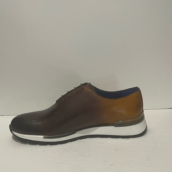Emilio Franco shoes sneakers casual brown Oxford Italian leather - Picture 4 of 7